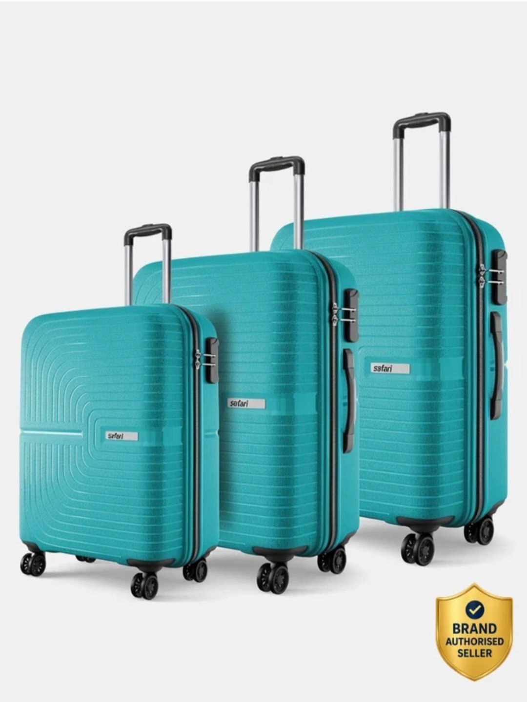 Hard Body Set of 3 Luggage 8 Wheels - ECLIPSENEO 3 (Small 55cm | Medium 66cm | Large 75cm) - Teal, Silver